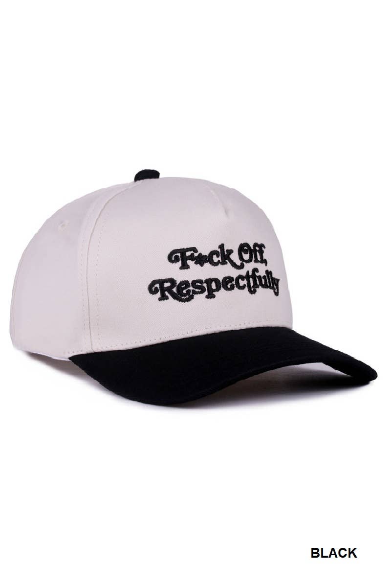 Fxck Off Respectfully Two Tone Canvas Cotton Cap Zenana Consgt.