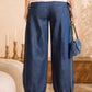 Dual-Style Wide-Leg and Cinched Jogger Denim Pants