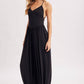 V-NECK RELAXED FLOWY LEGS JUMPSUIT CRISS-CROSS OPEN BACK