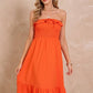 Strapless Smocked Midi Dress