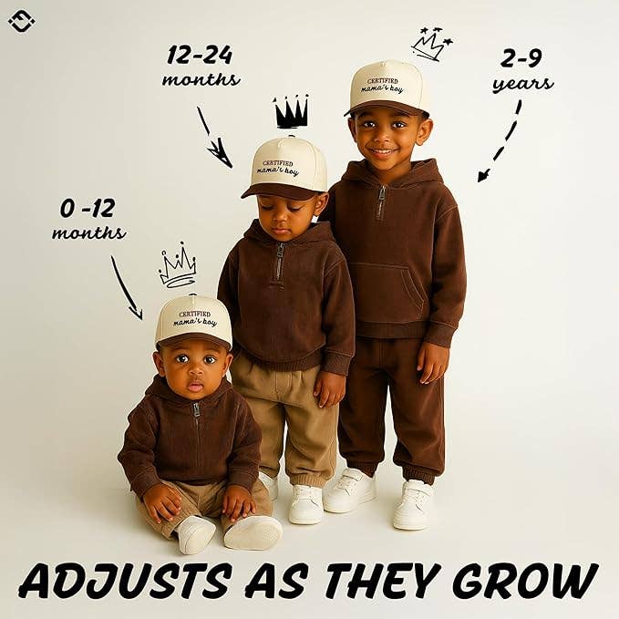 Kid/Baby 2-Tone Cap: Certified Mamas Boy Brown/Beige