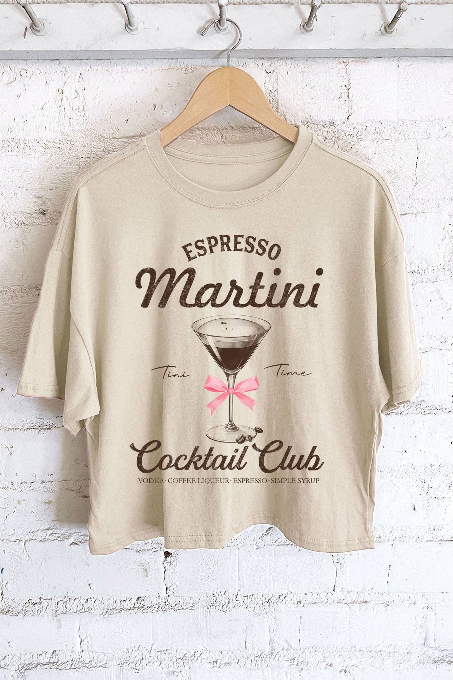 ESPRESSO MARTINI RIBBON GRAPHIC LONG CROP TOP