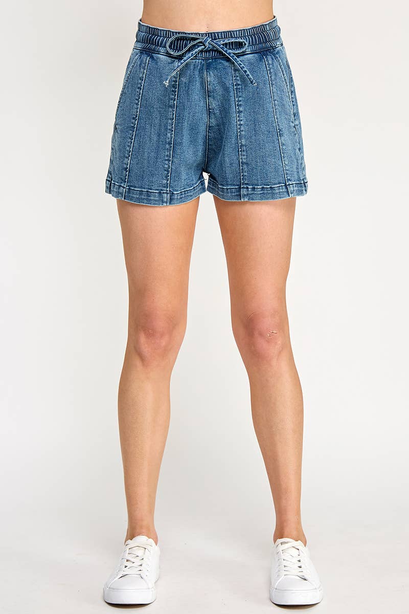 S8033M-HIGH RISE ELASTIC DRAWSTRING SHORTS