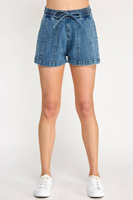 S8033M-HIGH RISE ELASTIC DRAWSTRING SHORTS