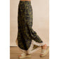 CAMO PRINT LACE HEM FULL LENGTH WIDE LEG PANTS