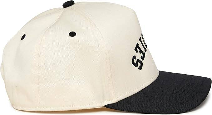 2-Tone Embroidered Cap: Birdies (Upside Down) - Black/Beige