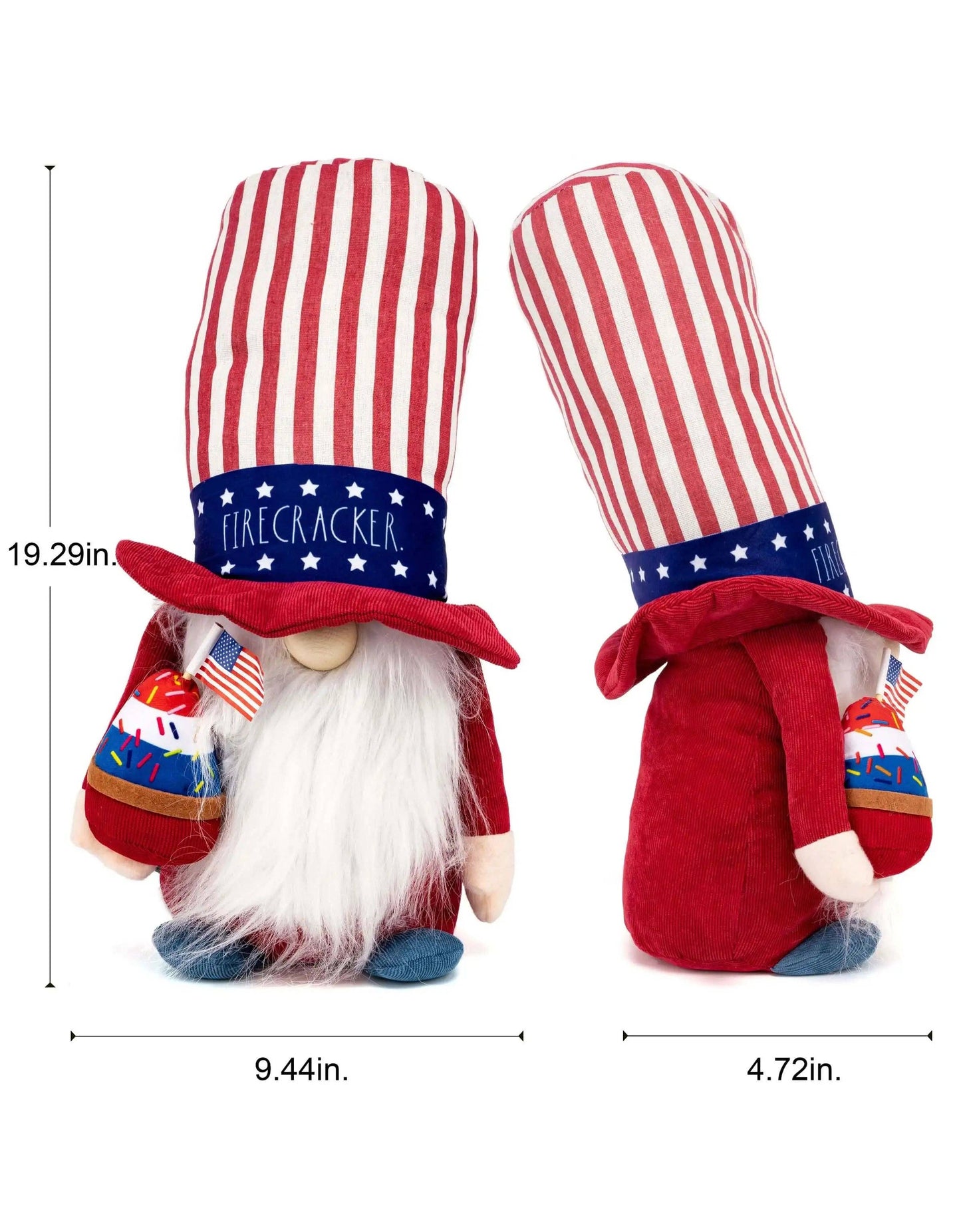 Rae Dunn “Fireworks” Decorative Plush 4th of July Gnome