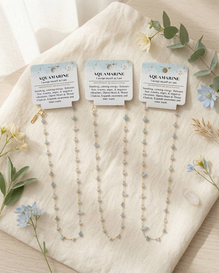 Dainty Crystal Chip Necklace 18K Gold Plated, Waterproof