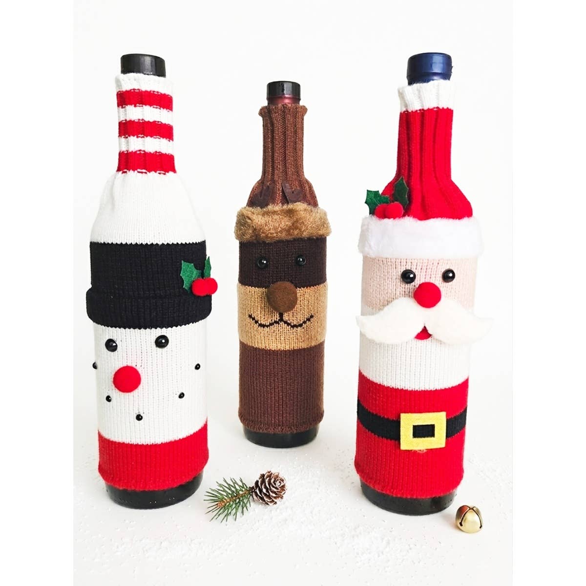 Christmas Theme Sweater Knitted Wine Bottle Bag