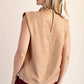 Cowl Neck Pleats Sleeveless Top