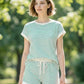 ....Stripe Contrast Trim Top & Shorts Set