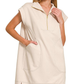 Textured Knit Jacquard Quarter Zipper Dress Zenana