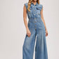 DENIM SLEEVELESS SHIRT JUMPSUIT