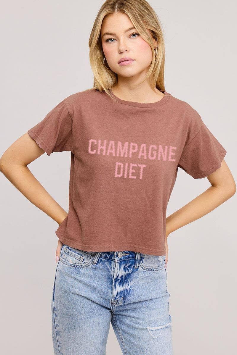 PUFF' Champagne Diet Graphic S/S Seamless Faux Crop