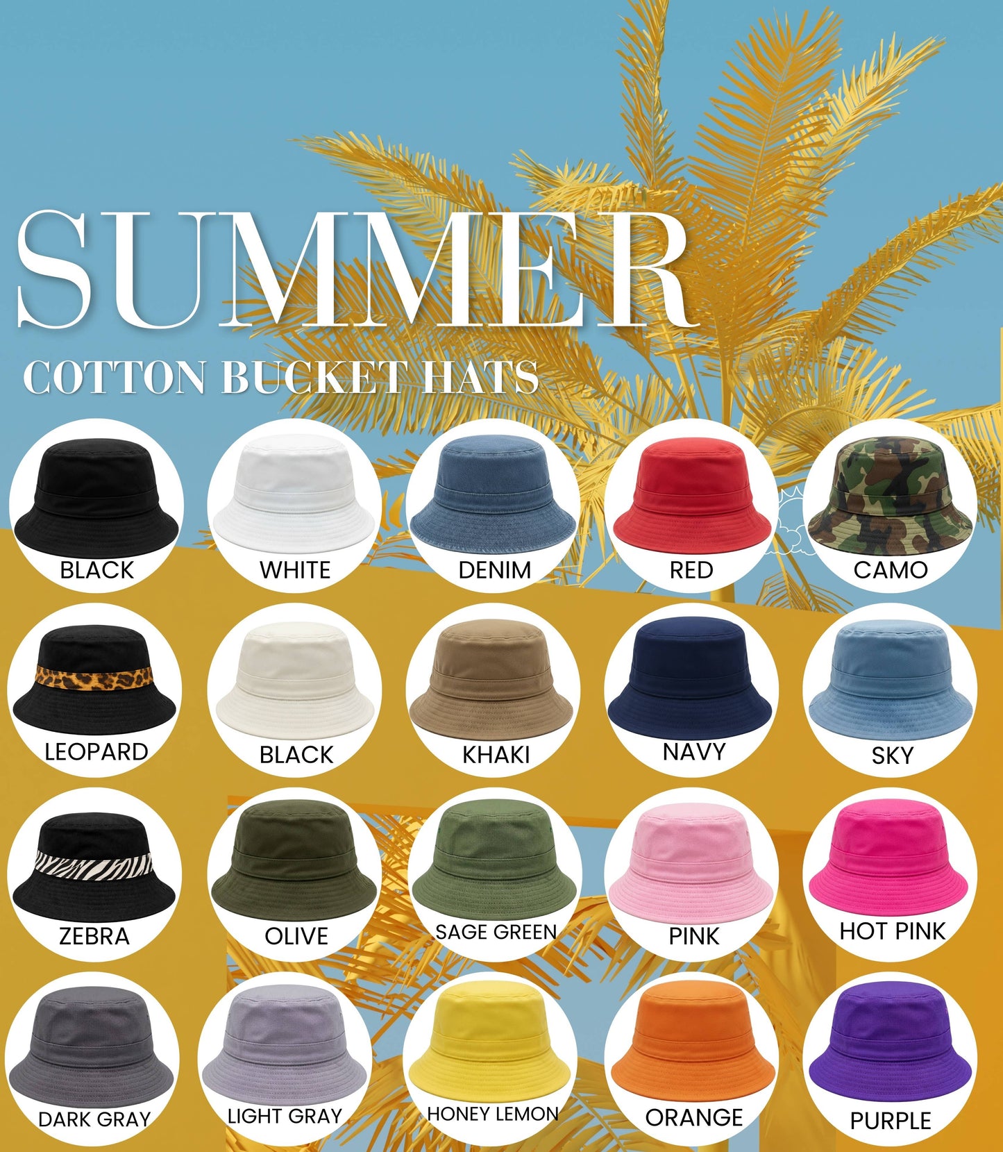 Premium Cotton Bucket Hat Size Adjustable Men Women Travel