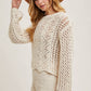 OPEN KNIT SWEATER PULLOVER & SHORTS SET