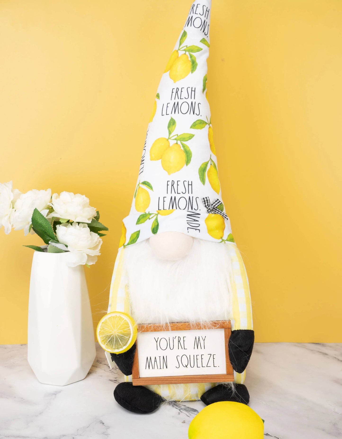 “You’re my Main Squeeze” Plush Rae Dunn Lemon-Theme Gnome