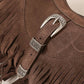 Faux Suede Cascade Fringe Shoulder Bag