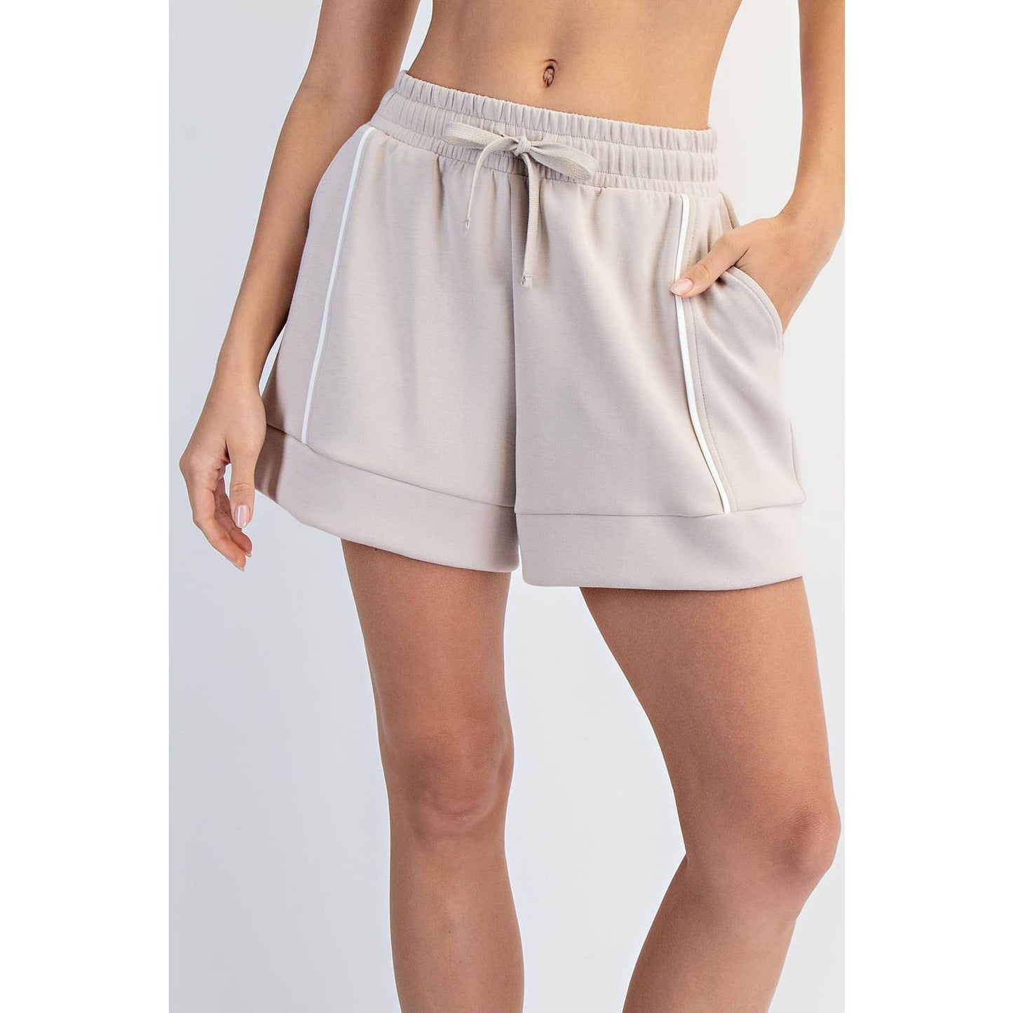 MODAL SCUBA FLAT PIPING A-LINE SHORTS