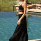 26P74-ASIS TIERED MAXI SKIRT WITH LACE TRIM AND SLIT