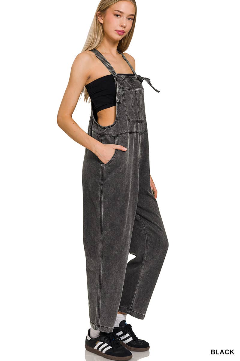 ..Washed Double Gauze Wide Leg Overalls