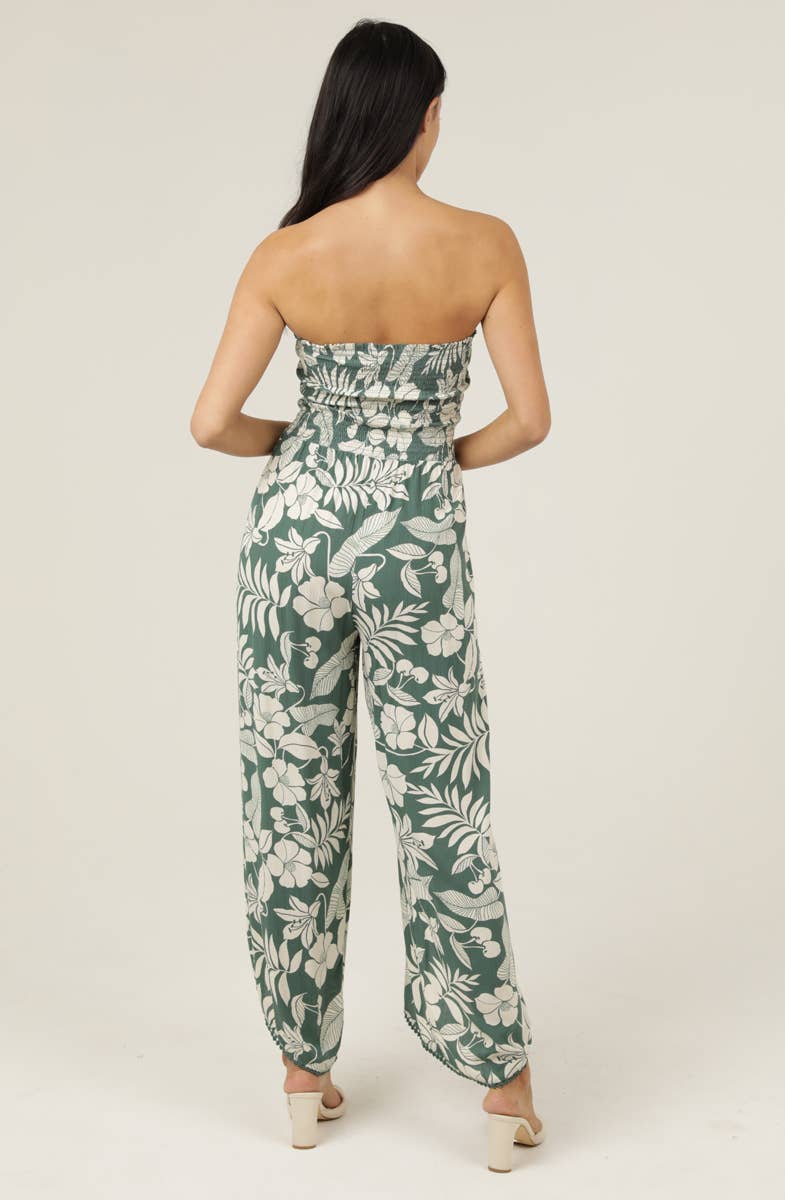 B5959-A920 SMOCKED BODICE WRAP LEG JUMPSUIT