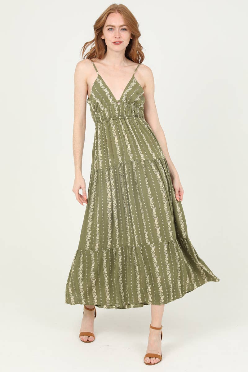 F4F72-W738 PRINTED MAXI DRESS WITH CUTOUT