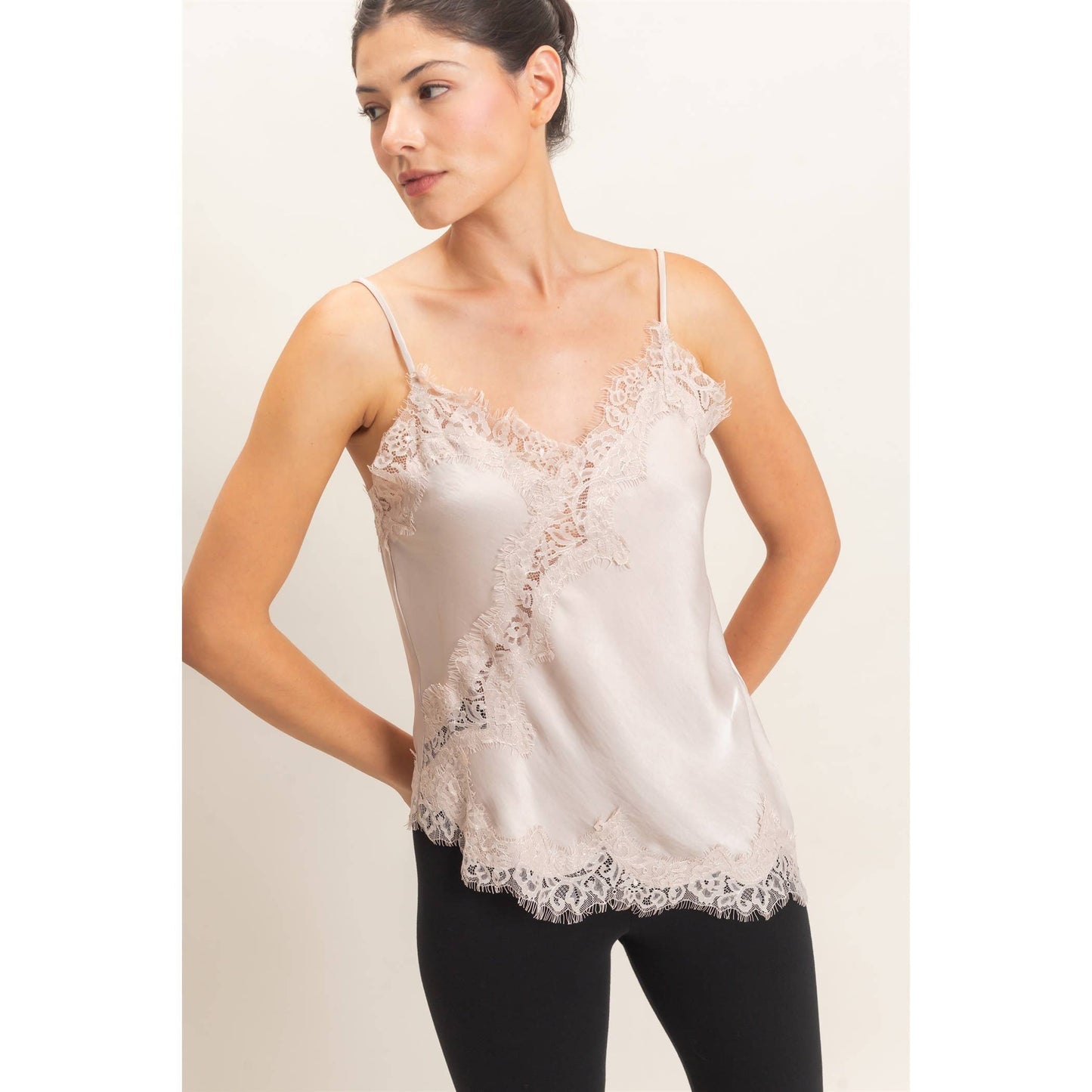 Asymmetrical Satin Lace Top