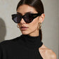 Women Sleek Oval Retro Cat Eye Sunglasses