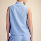 Stand Collar Slit V-Neck Sleeveless Top