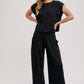 RELAXED KNIT SMOCKED TOP AND WIDE PANTS SET