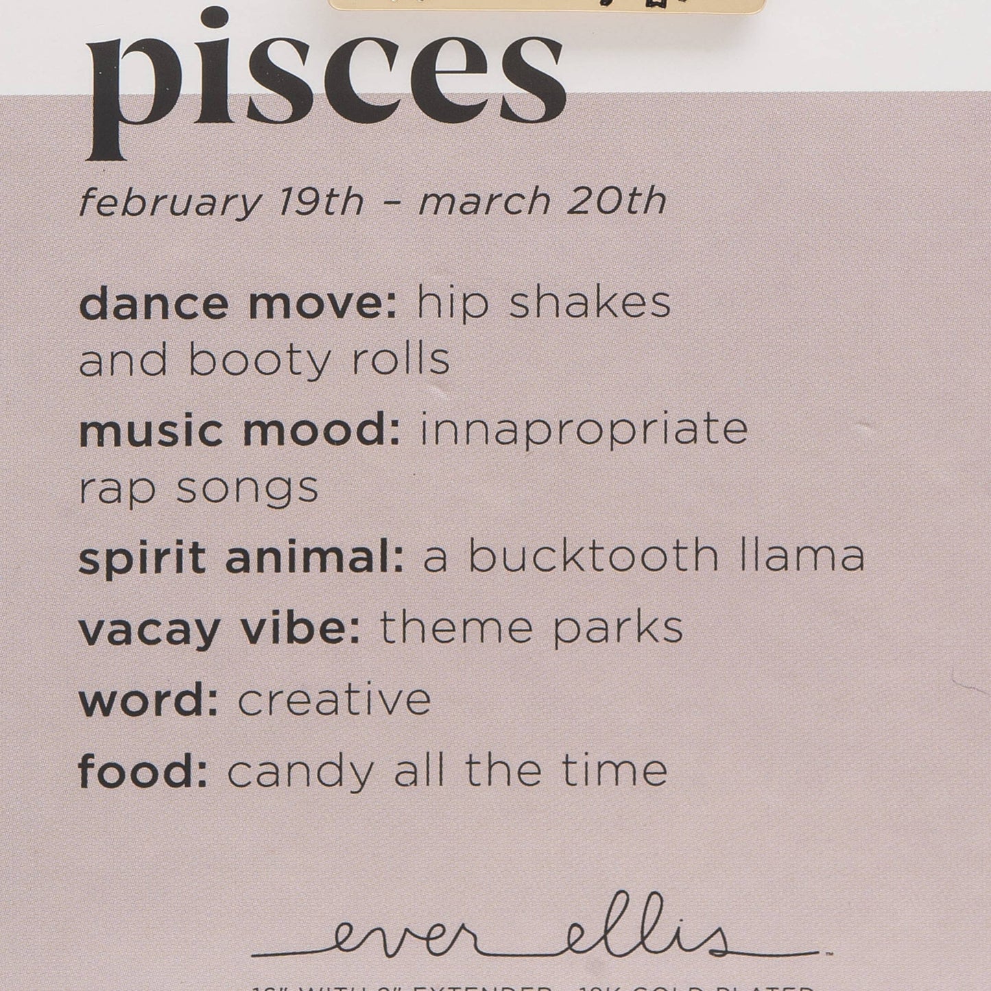 SALE Metal Gold Pisces Zodiac Necklace