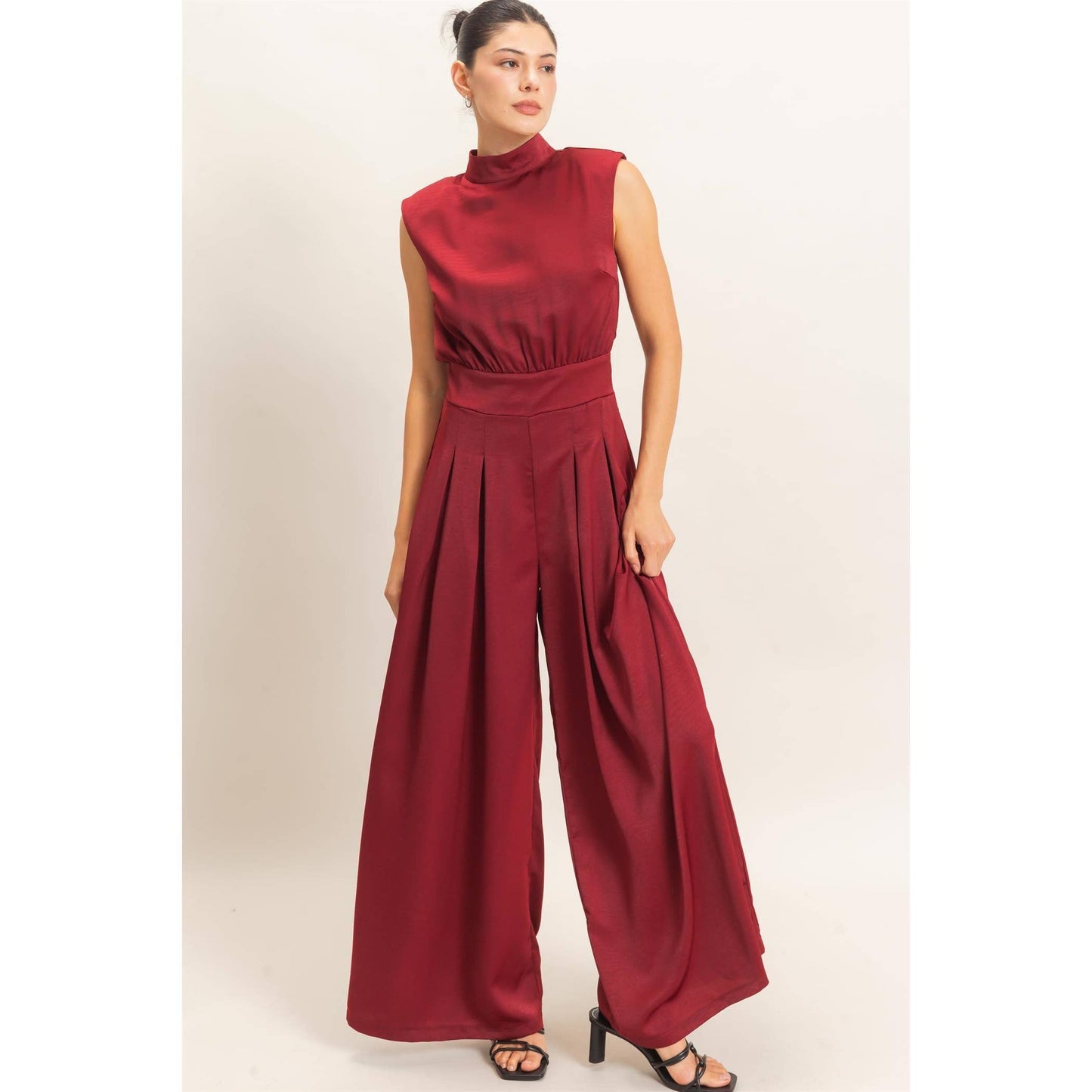 Sleeveless Mock Neck Jumpsuit