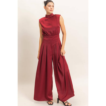 Sleeveless Mock Neck Jumpsuit