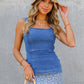 Stretch Denim Square Neck Top