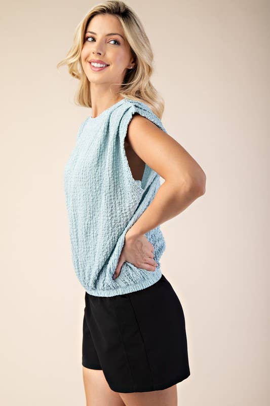 Round Neck Pleated Top