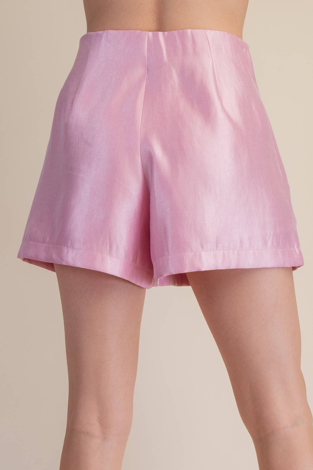High Waist Glossy Fabric Shorts