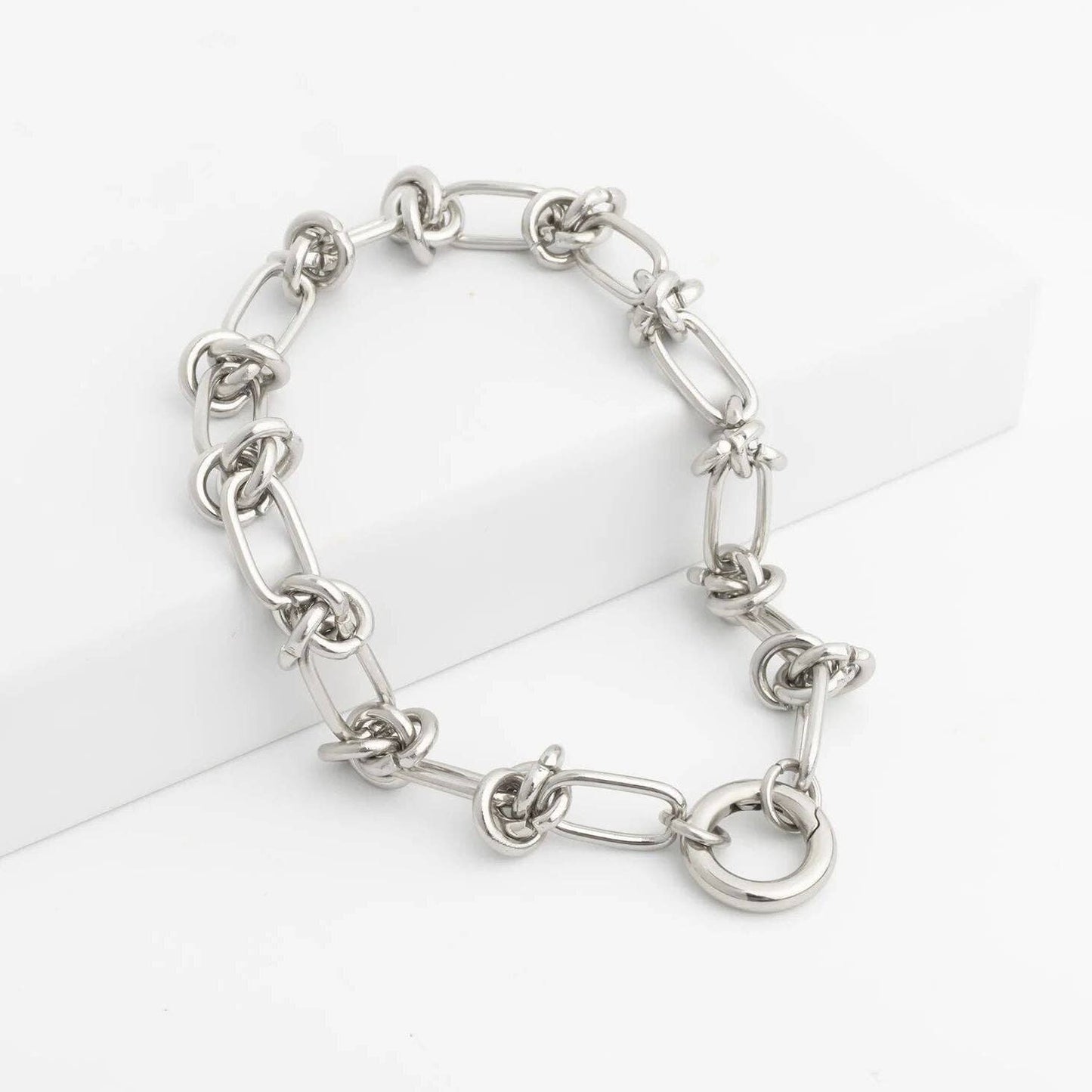 18K Gold PVD Stainless Steel Knotted Chain Bracelet