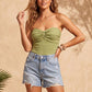 Smocked Twist Front Bandeau Top