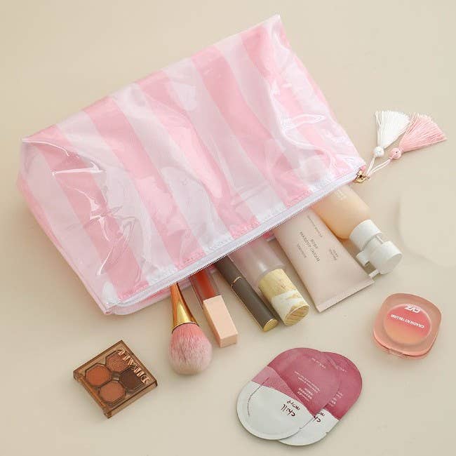 TRAVEL STRIPE COSMETIC MAKEUP POUCH BAG | 40P594