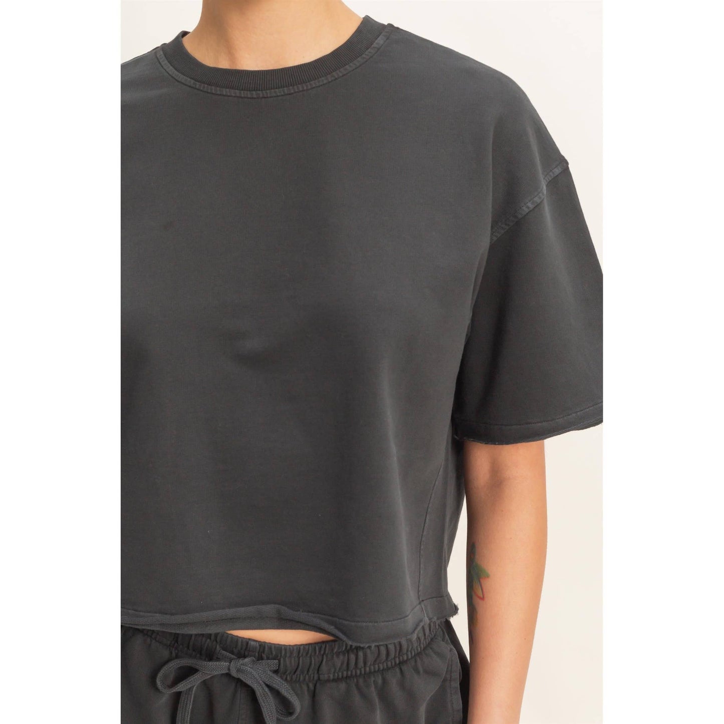 Short Sleeve Crew Neck Top And Shorts Set