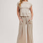 RELAXED KNIT SMOCKED TOP AND WIDE PANTS SET