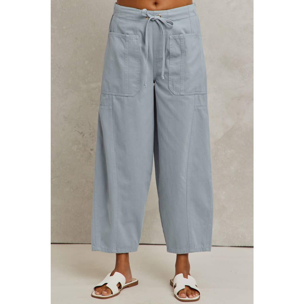 MID RISE WIDE LEG PANTS  WITH POCKETS