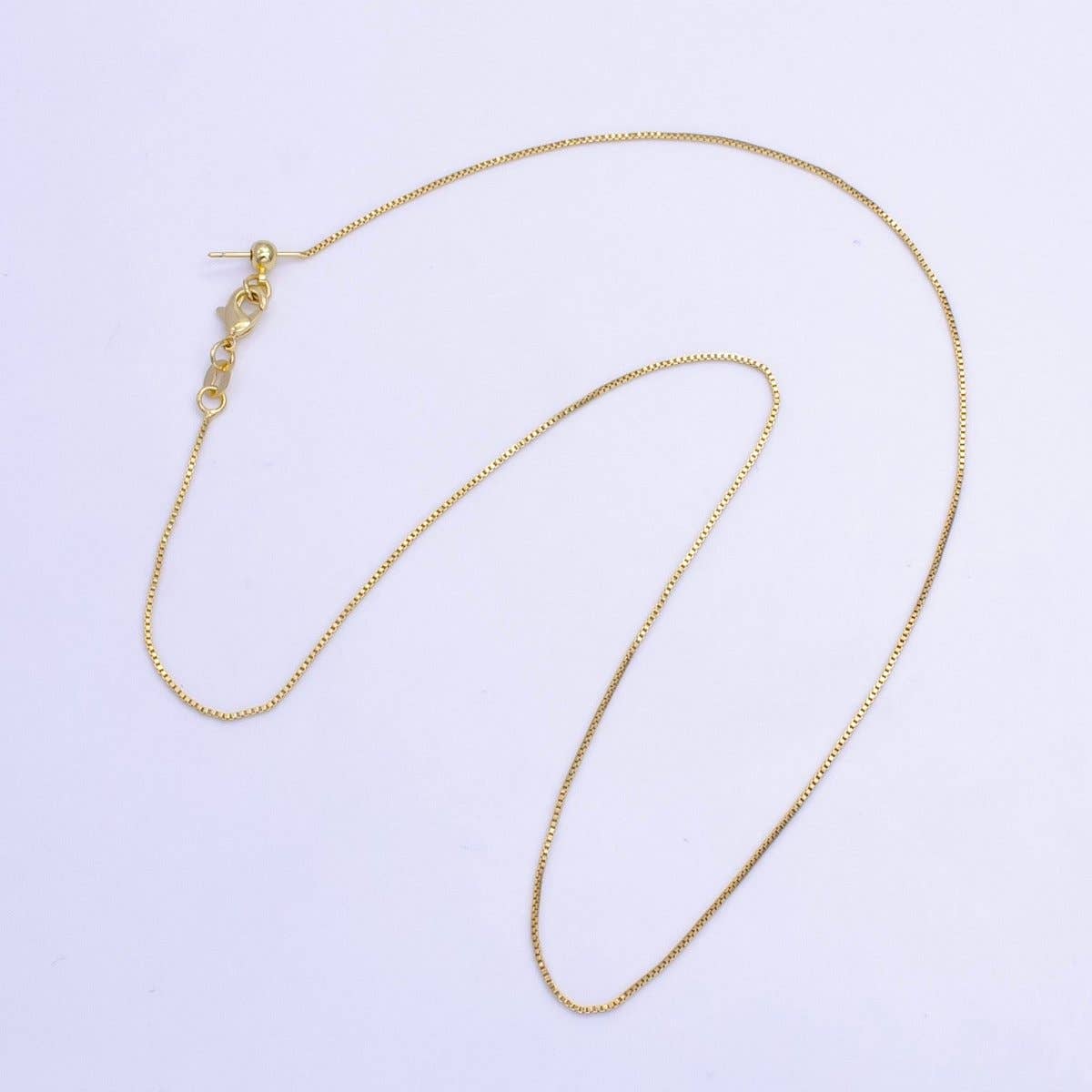 14K Gold Filled 1mm Dainty Box Chain 18 Inch Layering Adjustable Slider Necklace | WA-707