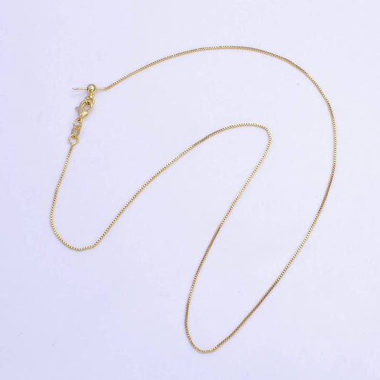 14K Gold Filled 1mm Dainty Box Chain 18 Inch Layering Adjustable Slider Necklace | WA-707
