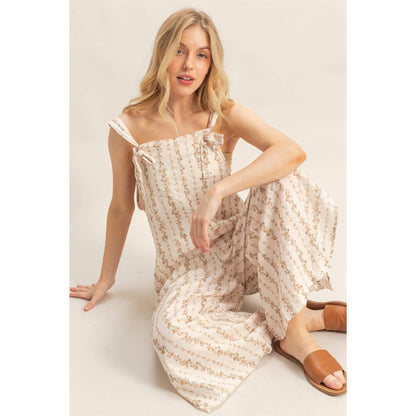 Tie Strap Jumpsuit With Hem Slits