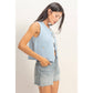 Textured Button-Front Vest With Pocket