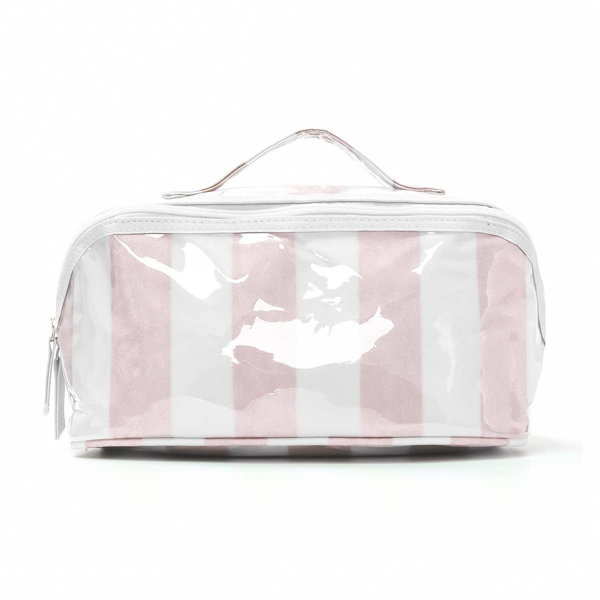 CHECKER STRIPED  OPEN FLAT COSMETIC MAKEUP POUCH | 40P610