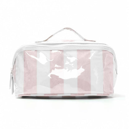 CHECKER STRIPED  OPEN FLAT COSMETIC MAKEUP POUCH | 40P610