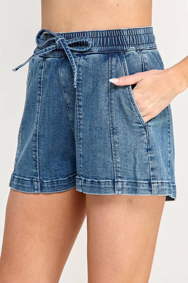 S8033M-HIGH RISE ELASTIC DRAWSTRING SHORTS
